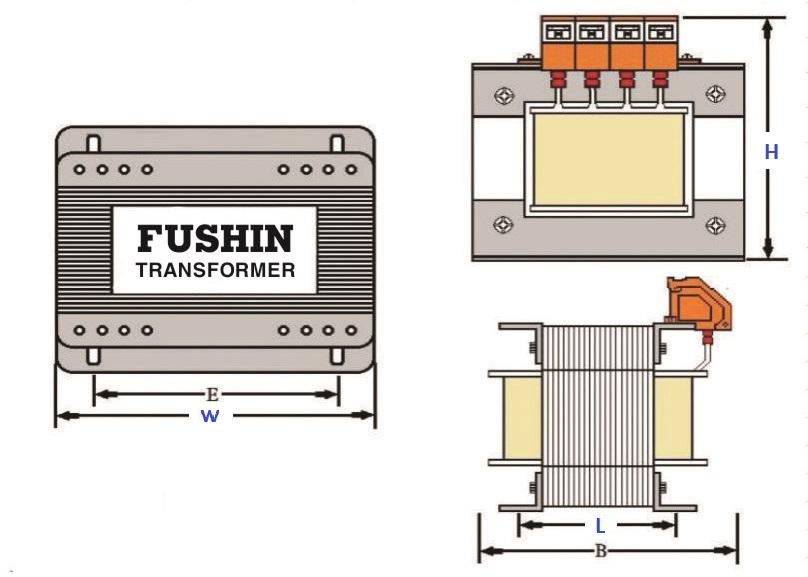 Bản vẽ kỹ thuật máy của máy biến áp cách ly 420V/220V 2.2KVA (10A)