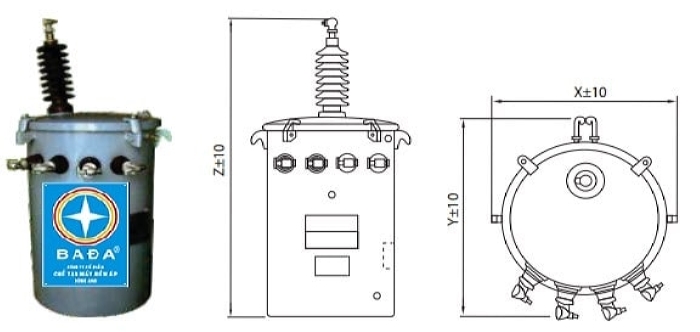 Các bộ phận chính của máy biến áp một pha